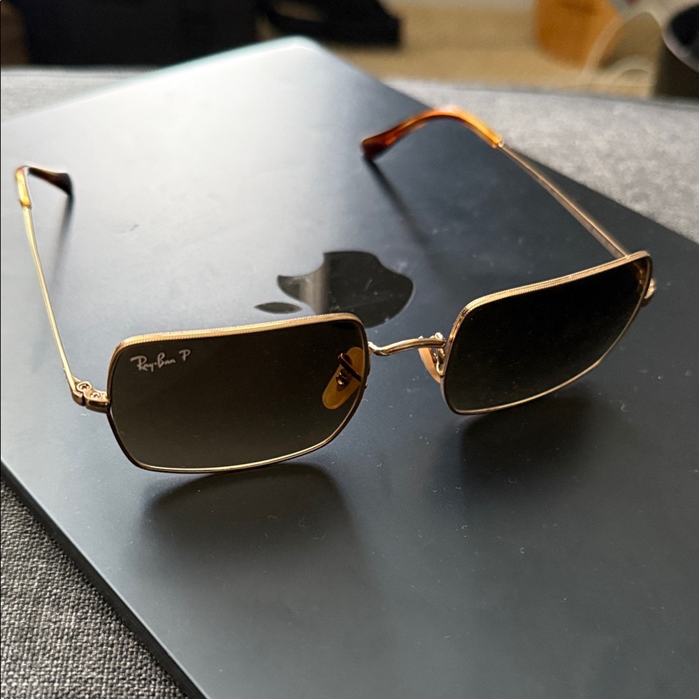 Ray-Ban Gold Frame Sunglasses with Dark Lenses